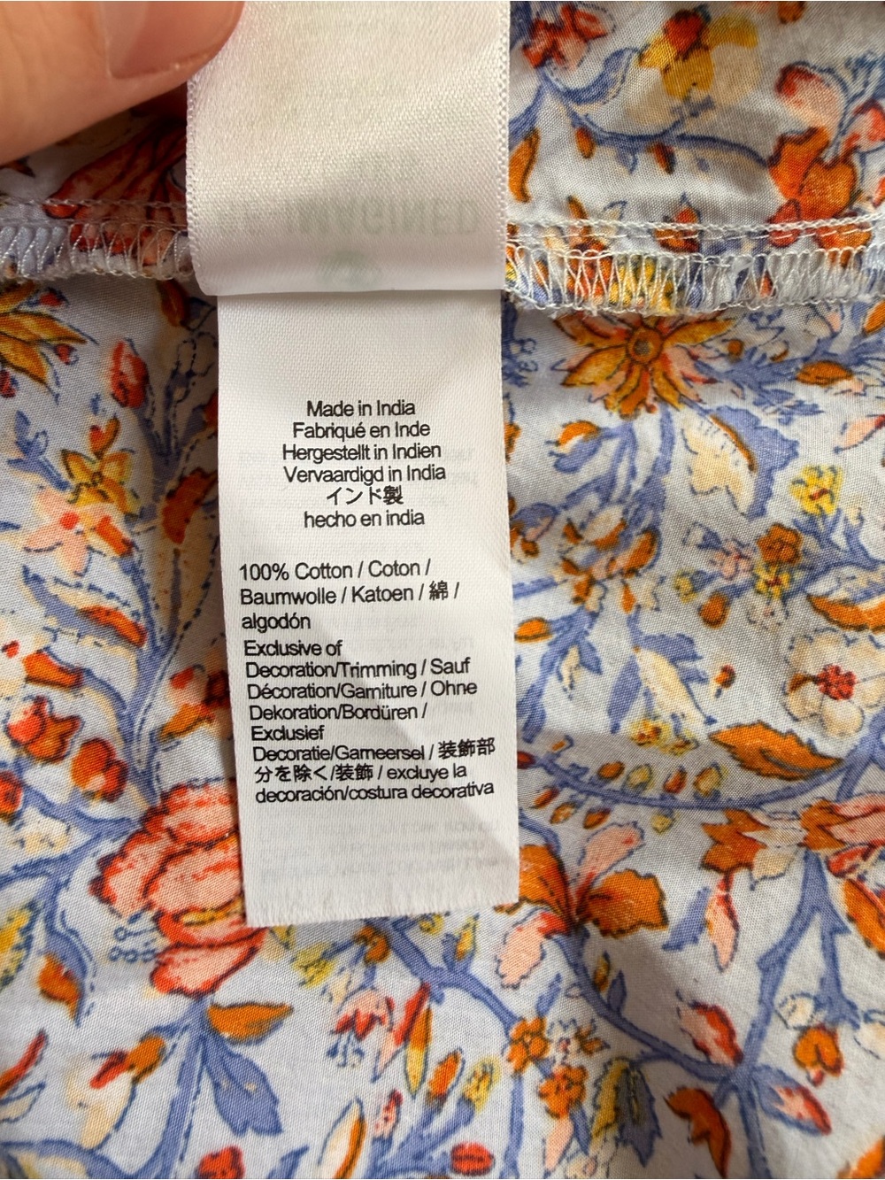 J. Crew Floral Smocked Midi Dress in Light Blue and Orange - Picture 7 of 8